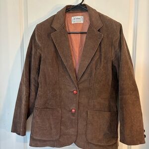 Vintage 90’s JF Adams Brown Corduroy Mulberry 2 Button Cotton Academia Blazer, M